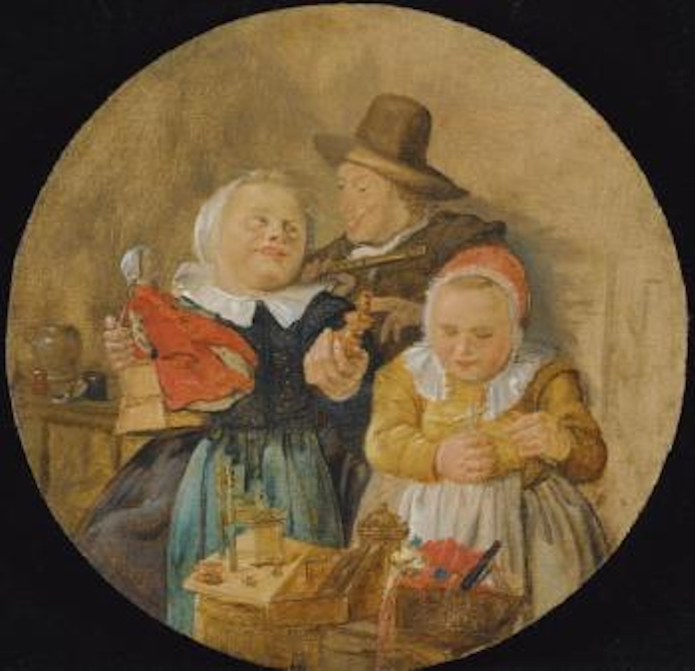 An Interior With a Man Holding a Flute, And Two Children Playing With Their Toys by Jan Miense Molenaer