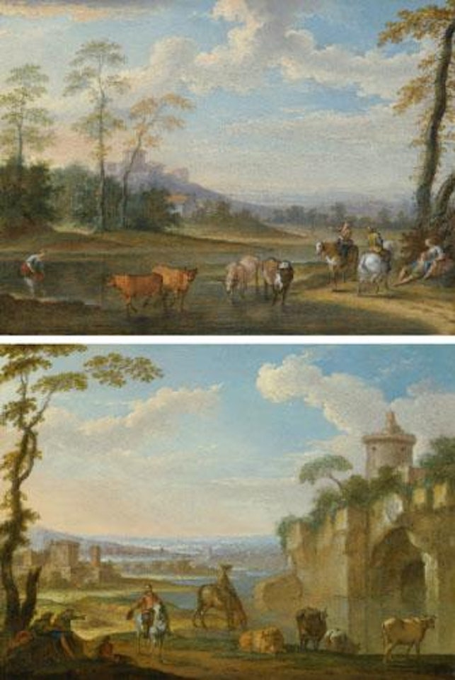 River Landscapes With Travellers by French School
