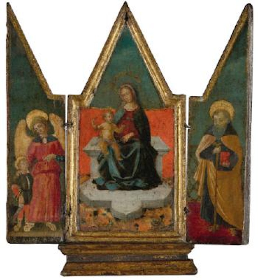Triptych With The Madonna And Child, Tobias And The Angel And Saint Anthony by Florentine School