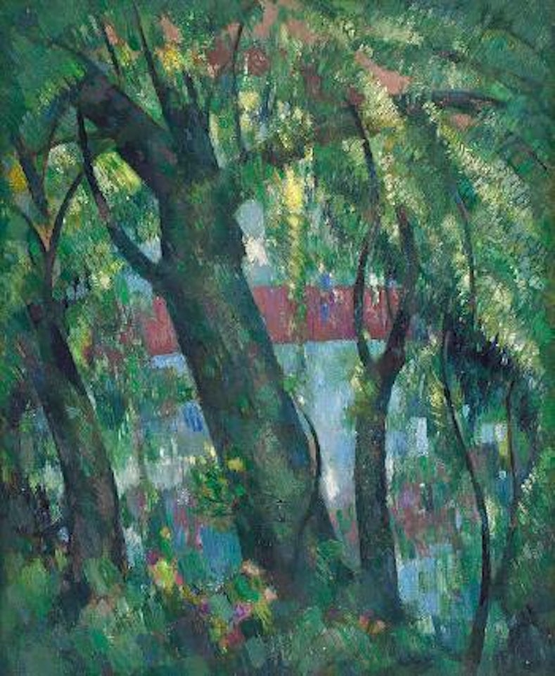 Dark trees on the Kelvin by John Duncan Fergusson