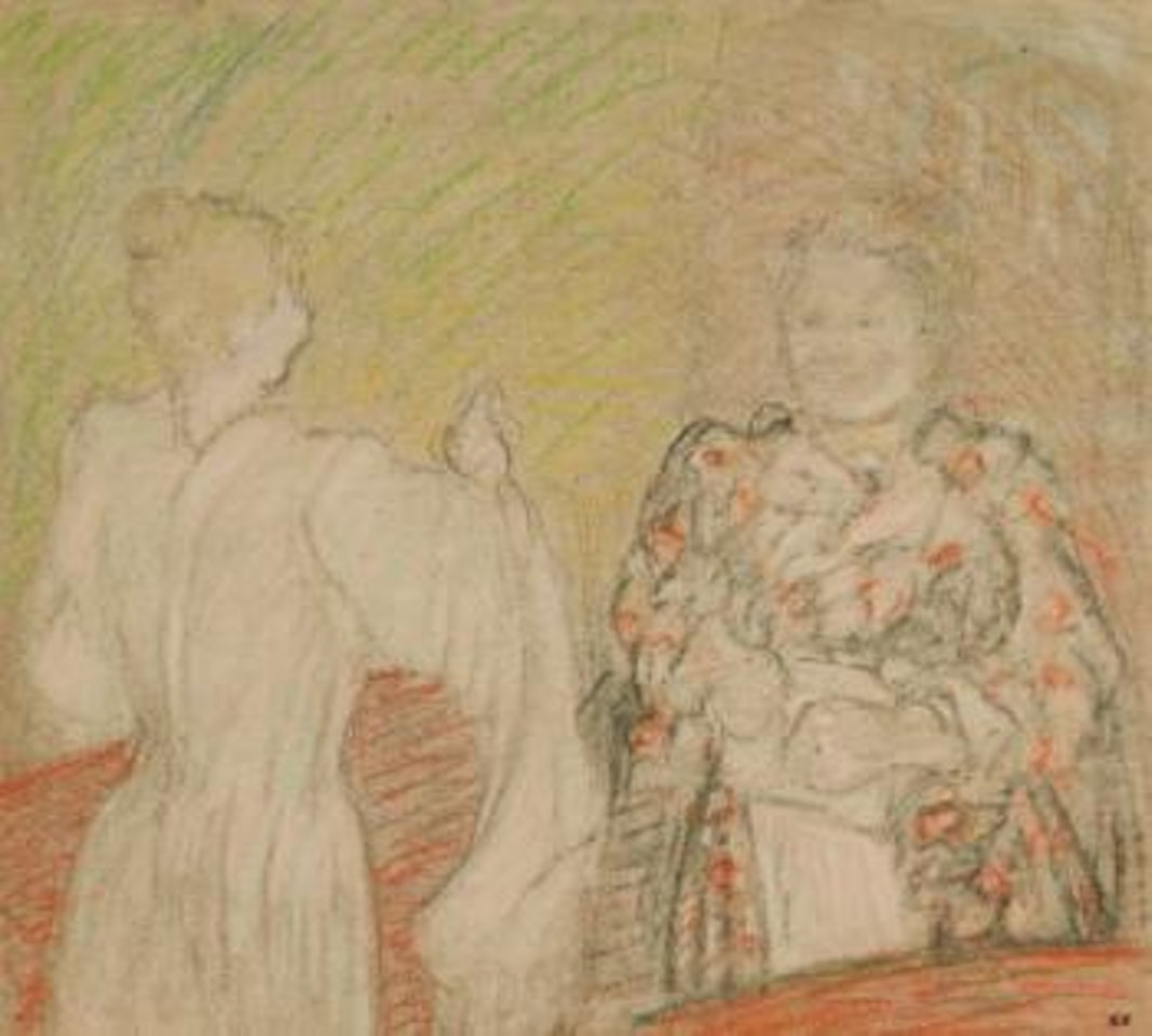 Madame Vuillard Conversant Avec Une Jeune Fille by Édouard Vuillard
