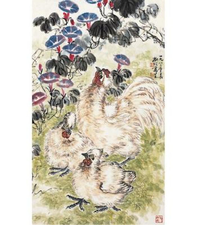 Three chickens by Lu Yifei