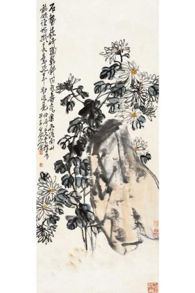 Rock and chrysanthemums by Wang Zhen