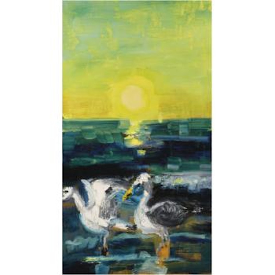 Zwei Möven Und Gelbe Sonne by Rainer Fetting