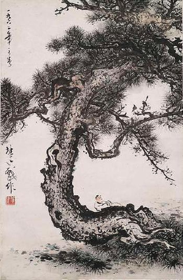 Gelehrter unter einer Kiefer by Li Xiongcai