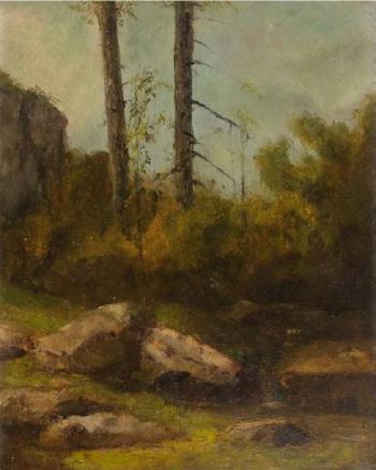 Paysage de sous-bois présumé à la Garenne de Bussac en Saintonge by Gustave Courbet