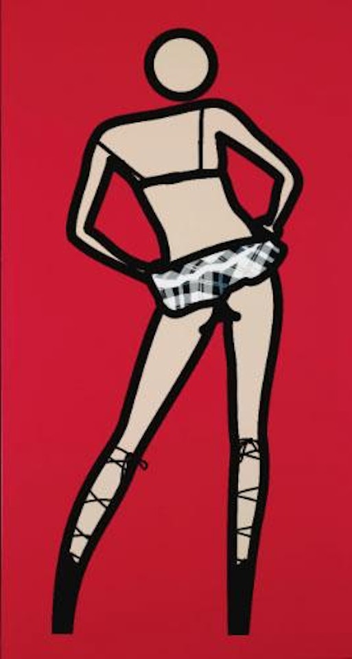 Shahnoza Dancing In Tartan Mini, Right by Julian Opie