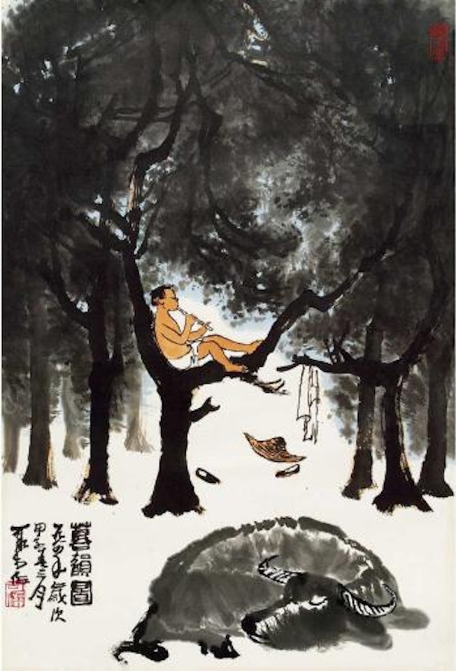 Going back at dusk by Li Keran