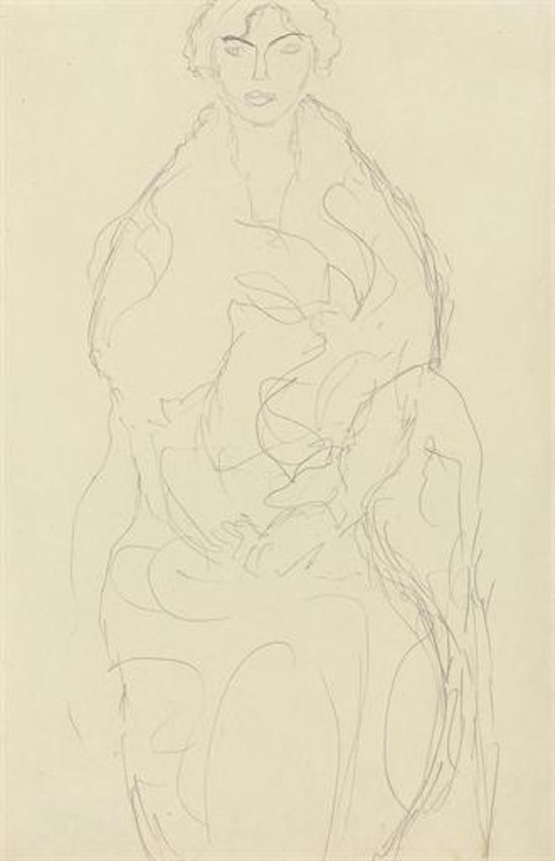Sitzende dame in ganzer figur von vorn by Gustav Klimt