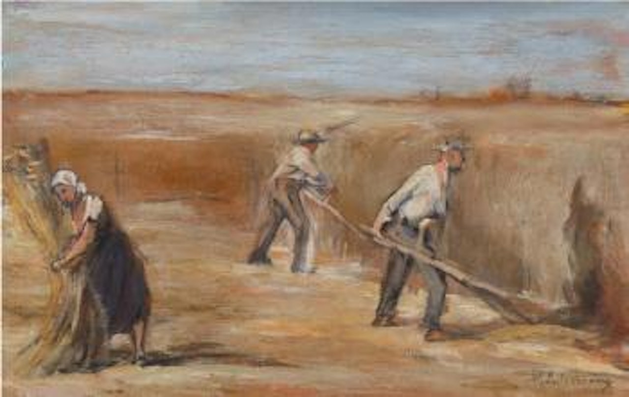 Getreideernte-Schnitter - Entwurf für das Wandbild 'Sommer' im Rathous Altona by Max Liebermann