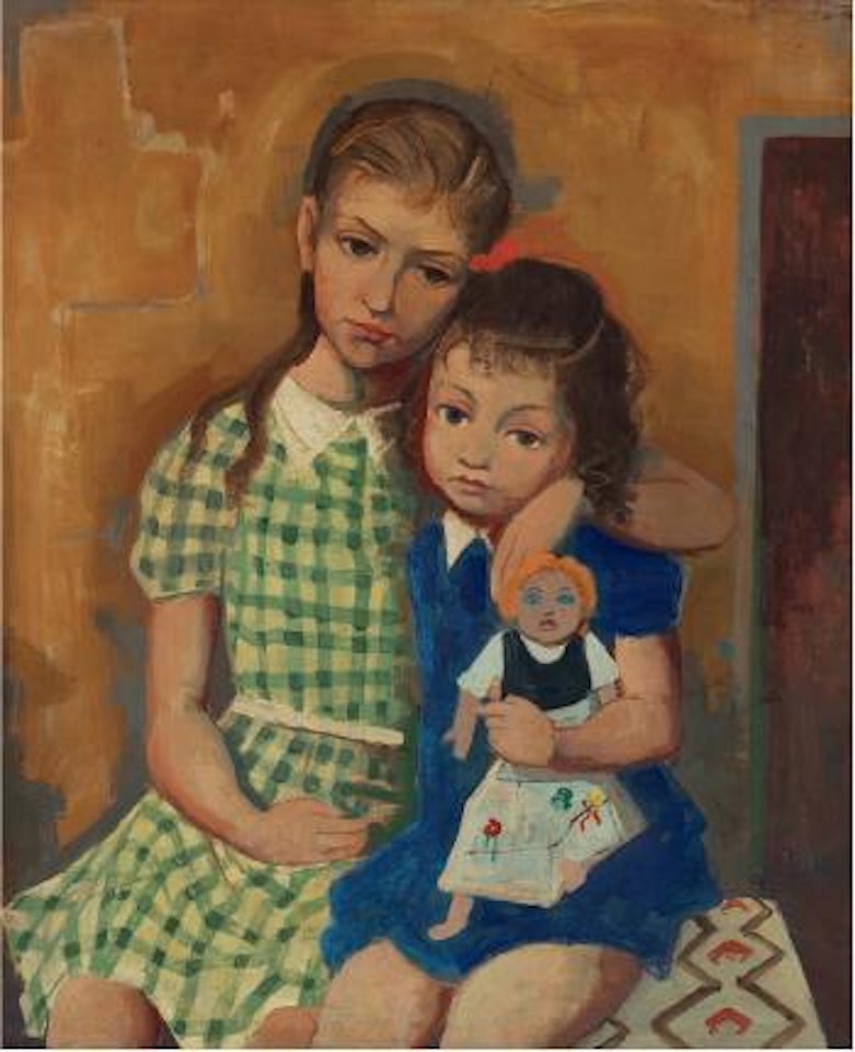 Kinderbildnis (Zwei Mädchen mit Puppe) by Karl Hofer