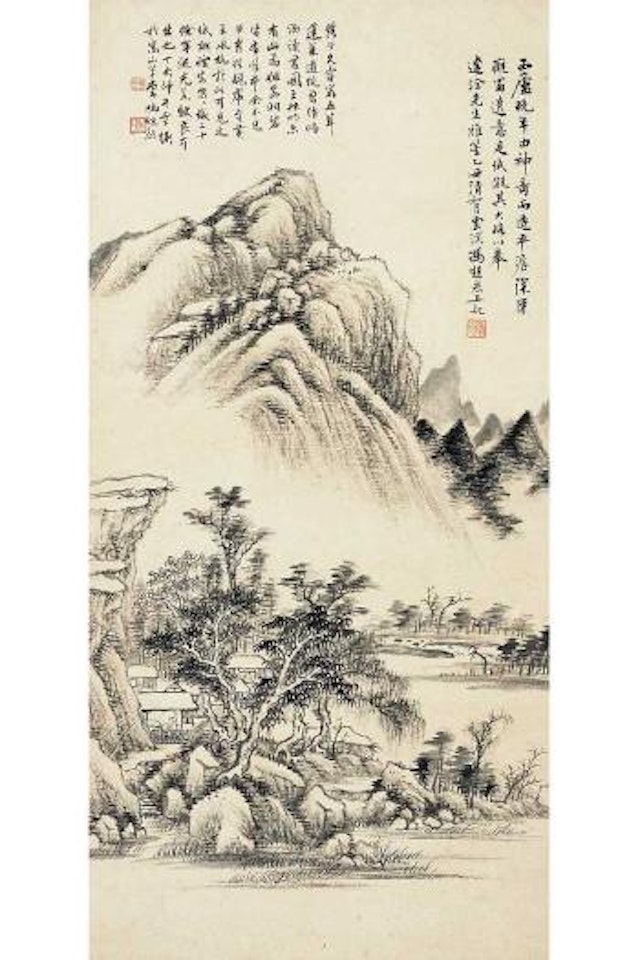 Reading on the riverside by Feng Chaoran