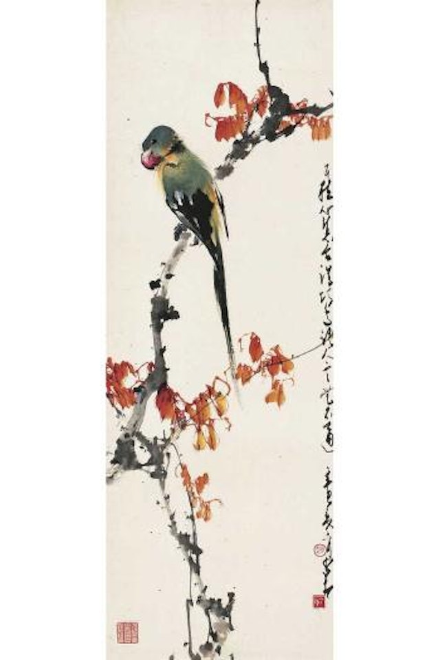 Parrot resting on a branch by Zhao Shao'ang