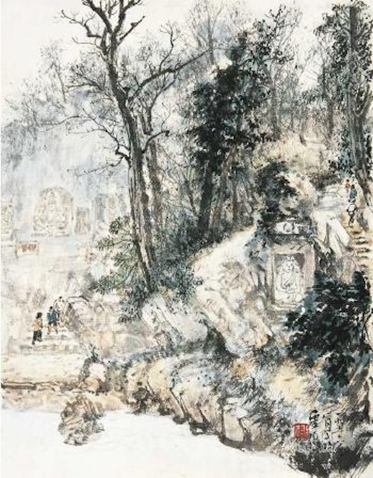 Feilai peak in Lingyin temple by Li Xiongcai