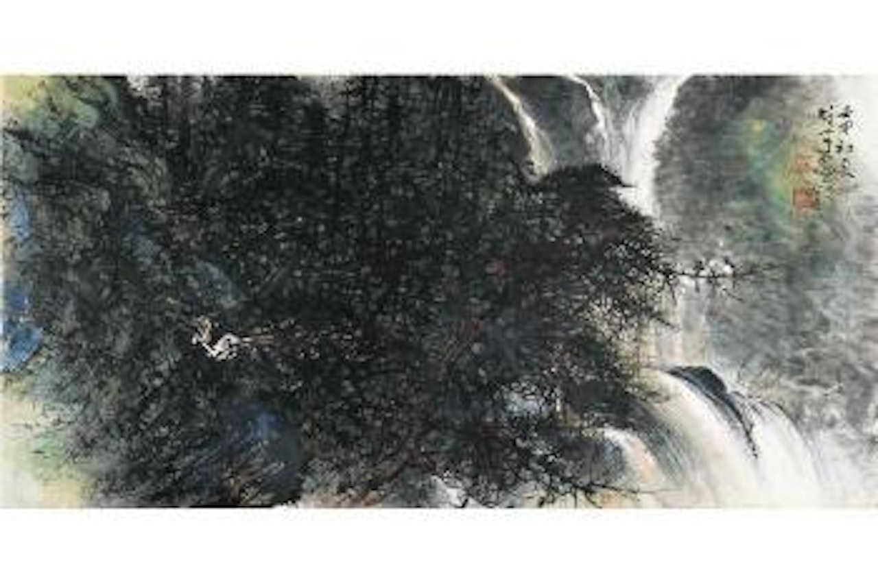 Birds twittering on the pine branch by Li Xiongcai