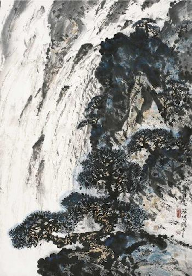Waterfalls and pines by Guan Shanyue