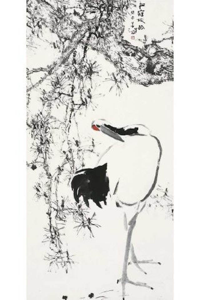 Pine and crane by Yang Shanshen