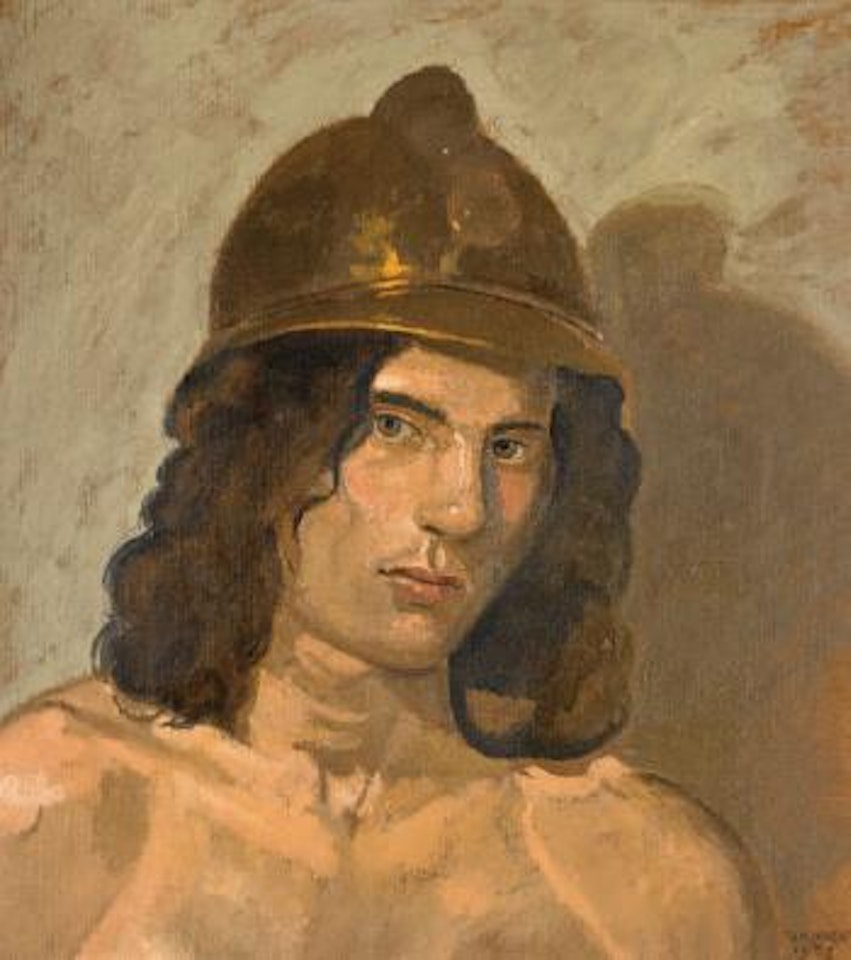 Young Man With Helmet (Portrait Of Alain) by Yannis Tsarouchis