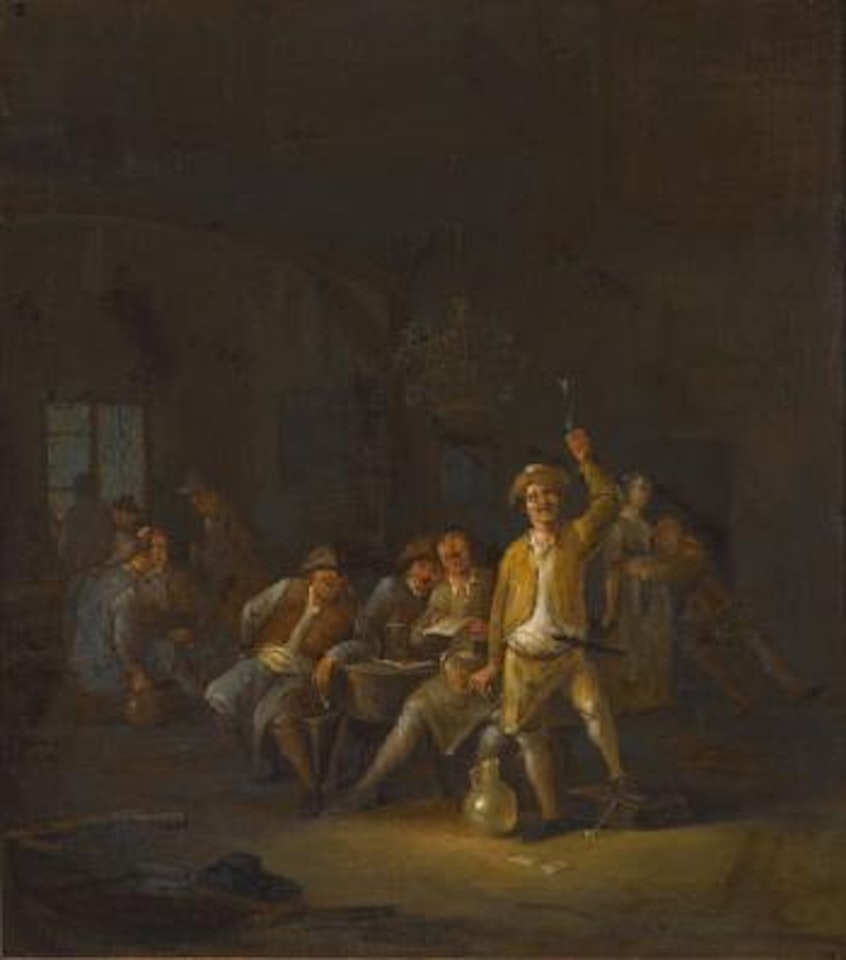A Tavern Interior With Peasants Drinking And Singing by Egbert van Heemskerk III