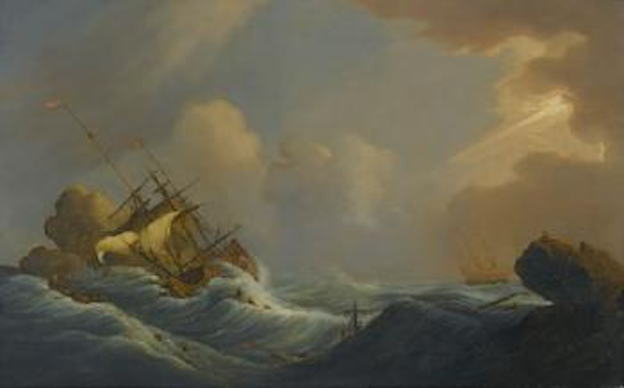 A Shipwreck In Heavy Storms, Another Ship In The Distance by Peter Monamy