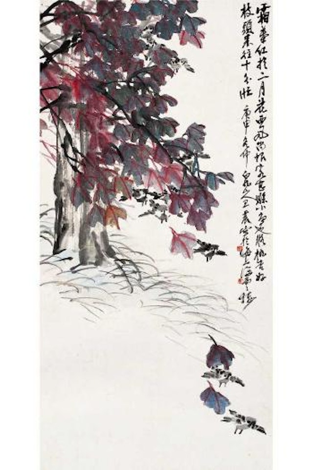 Sparrows and maples by Wang Zhen