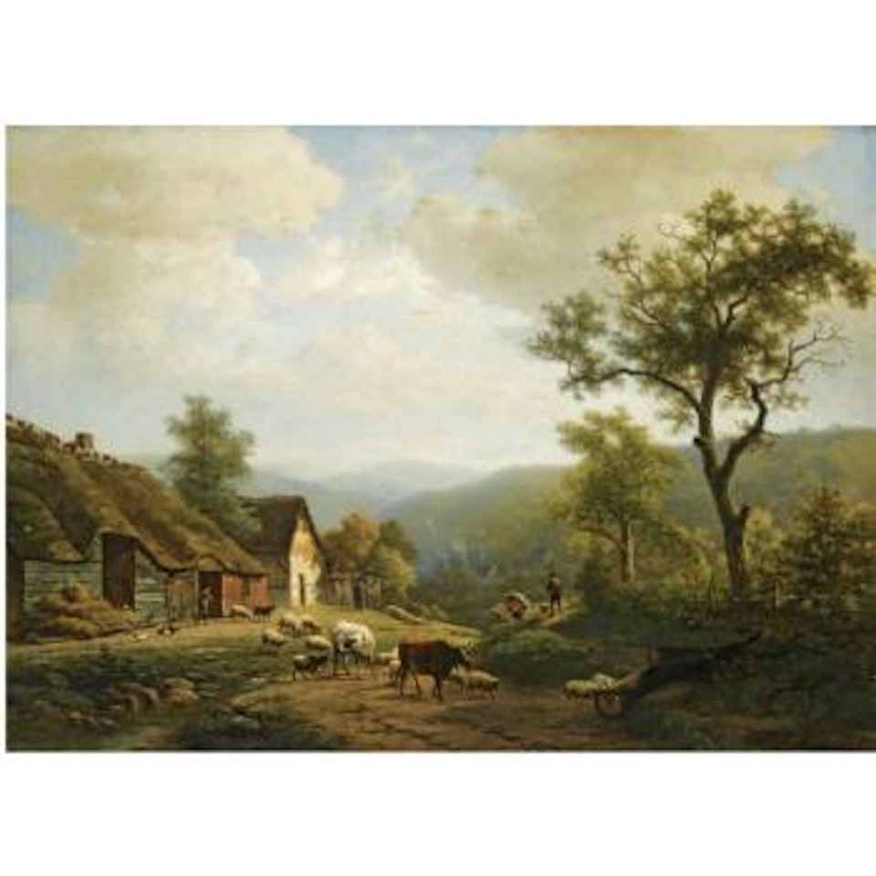 A Hilly Landscape With Cattle Going To The Fields by Alexander Joseph Daiwaille by Eugène Joseph Verboeckhoven