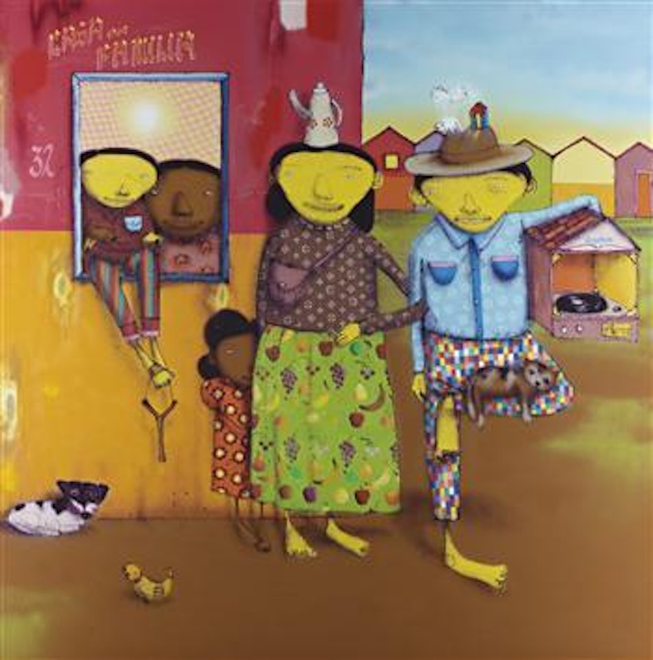 Untitled (O Pai, O Mae, o filho, a empregada, a filha de empregada, o cachorro, o ouelhinha o gato e o passarinho) by Osgemeos