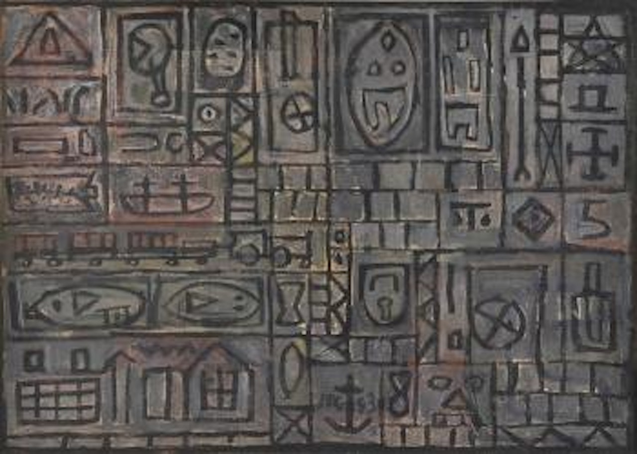 Estructura con fondo gris by Joaquín Torres-García