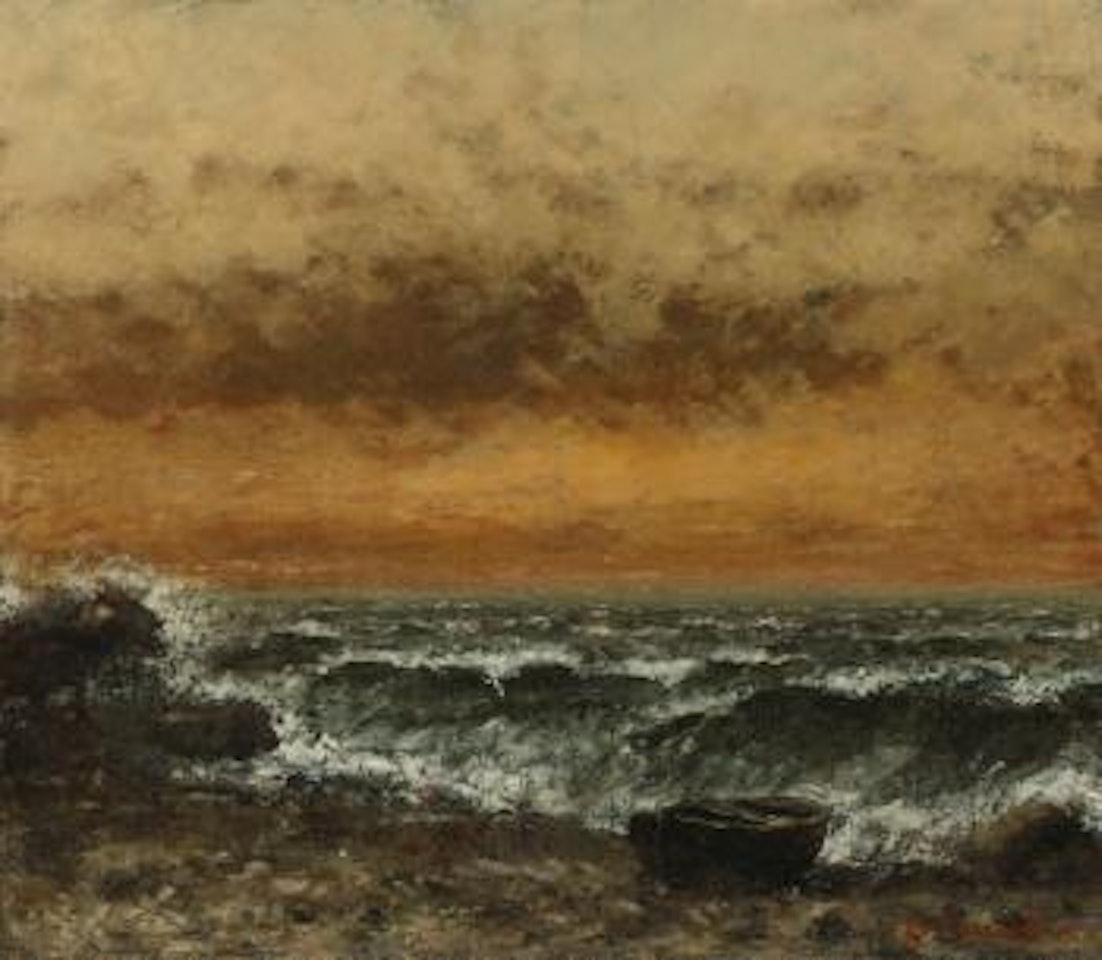Beach Scene With a Boat by Gustave Courbet