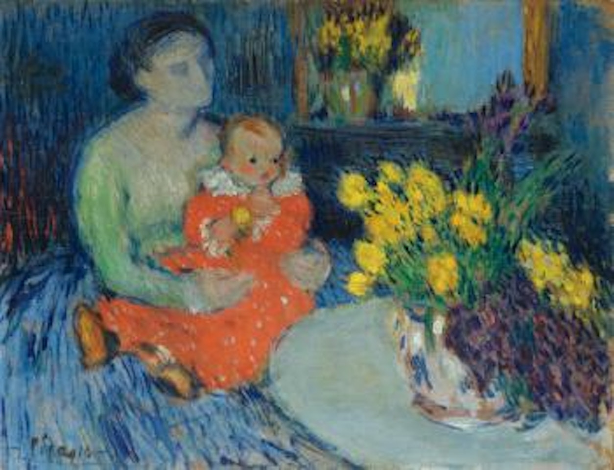 Mère et enfant aux fleurs by Pablo Picasso