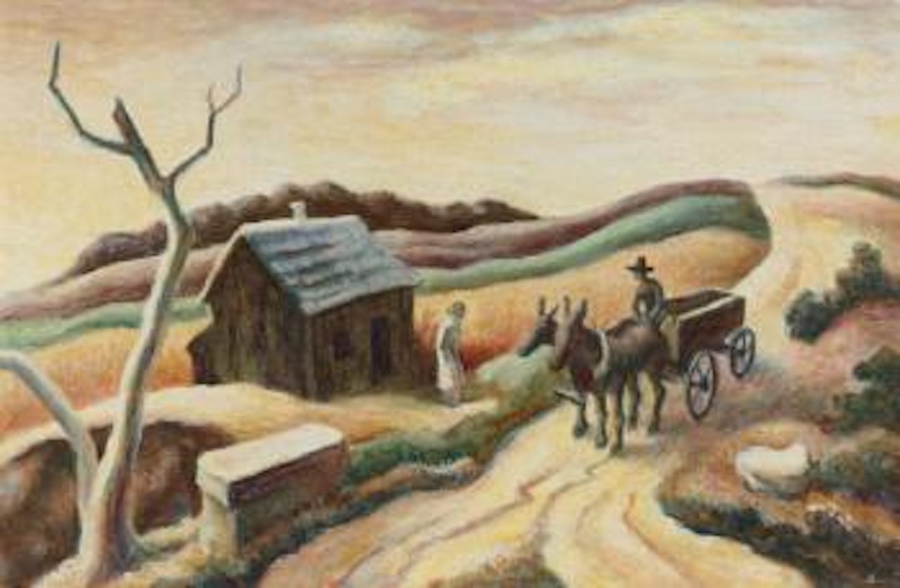 At a Fork In The Road by Thomas Hart Benton