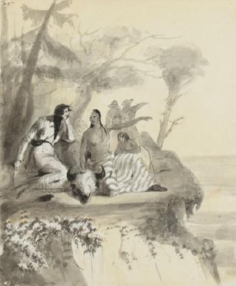 An Indian Complaining Of The Whites Having Destroyed The Game In Their Country, Pointing To a Plain, Which Was Once Covered With Buffalo - As Far As The Eye Could See - Now Without a Sign Of Animal Life by Alfred Jacob Miller
