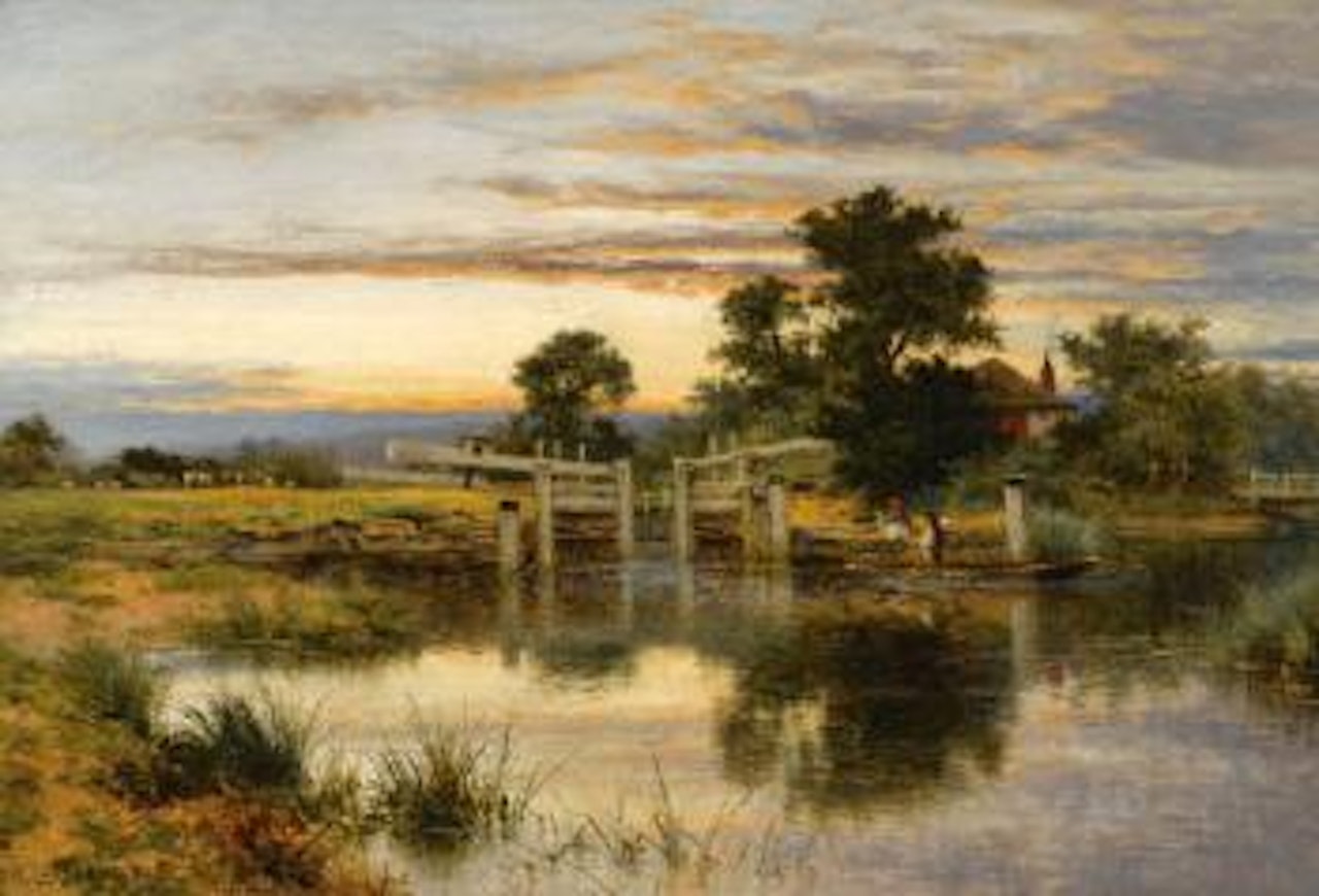 A Lock On The Thames, Streatley by Benjamin Williams Leader