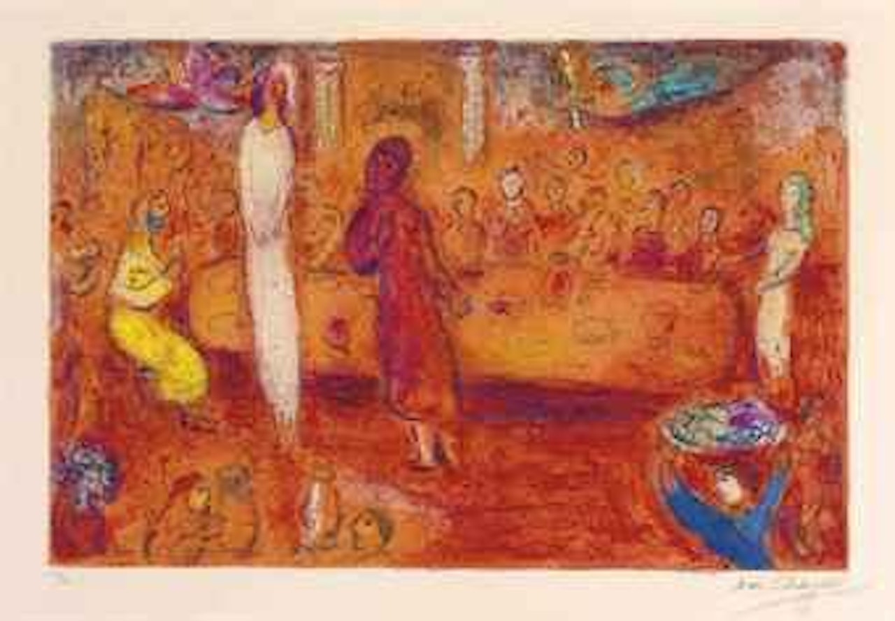 Mégaclès reconnait sa Fille pendant le Festin, from Daphnis et Chloé (M. 347; see C. books 46) by Marc Chagall