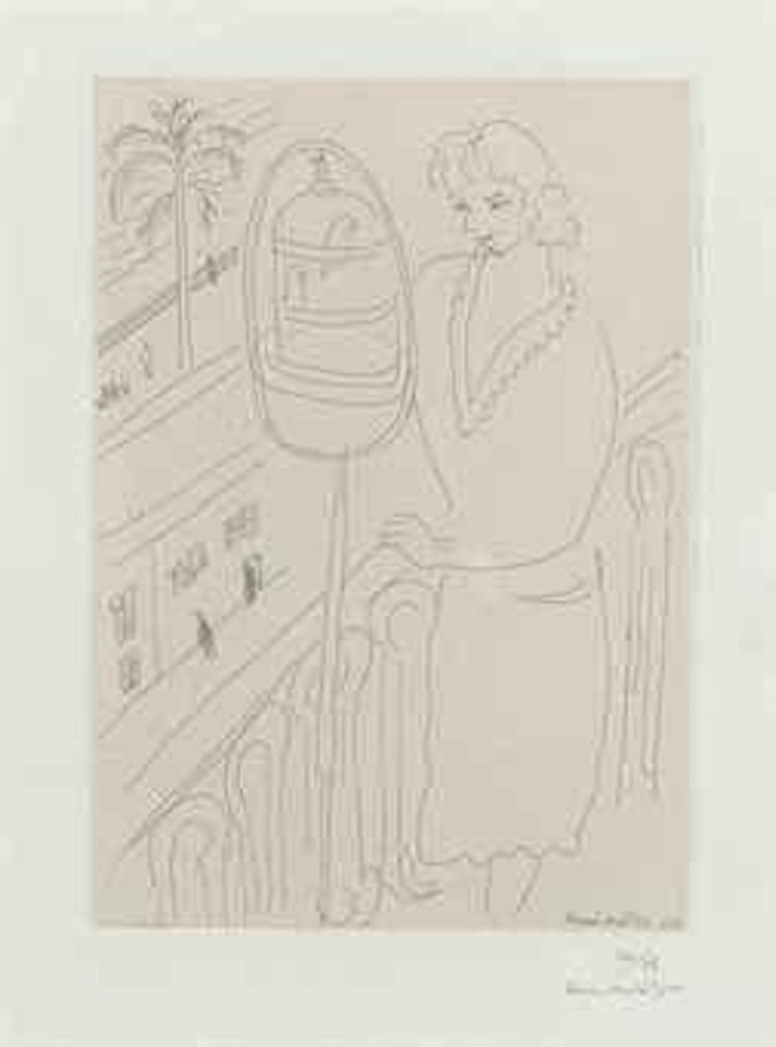 Jeune Femme au Balcon, observant des Perruches (D. 214) by Henri Matisse