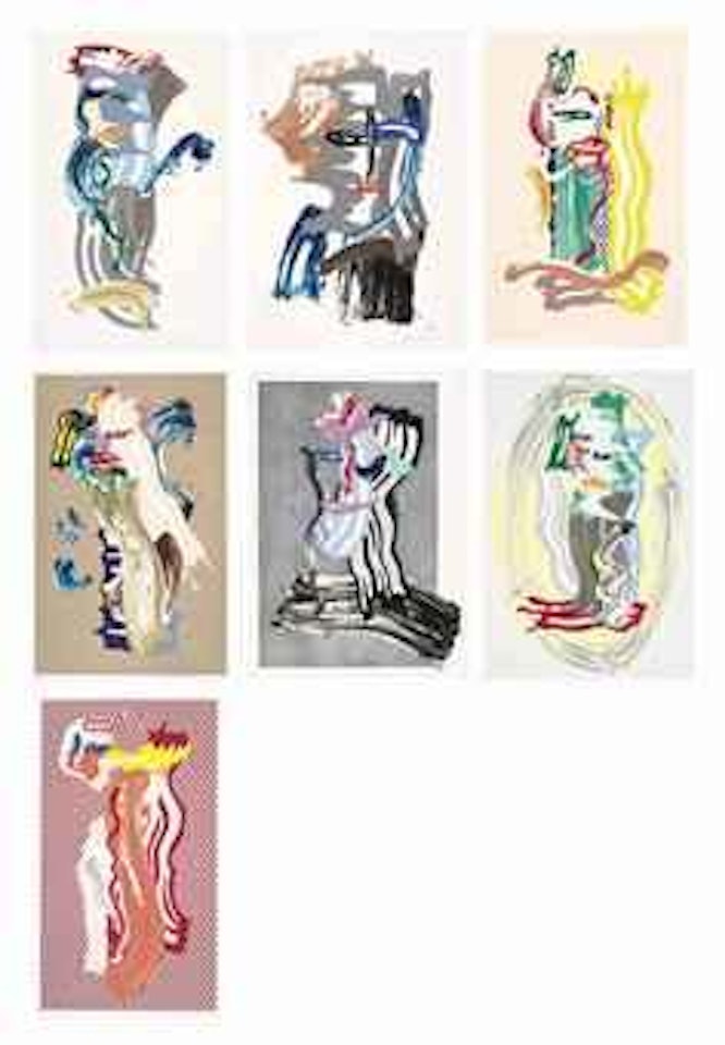 Brushstrokes Figures Series (C. 226-27, 229-233) by Roy Lichtenstein