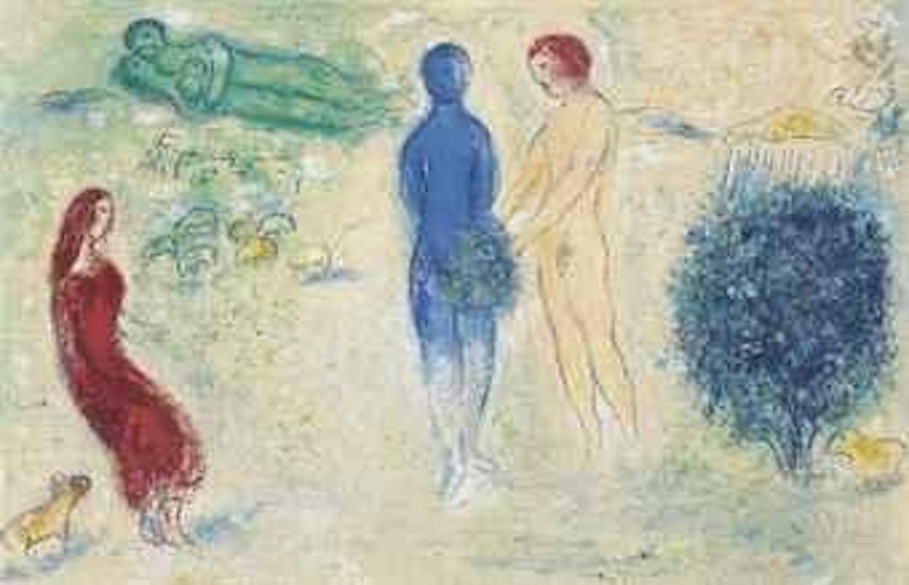 Le Jugement de Chloé, from: Daphnis et Chloé (Mourlot 315; cf. Cramer books 46) by Marc Chagall