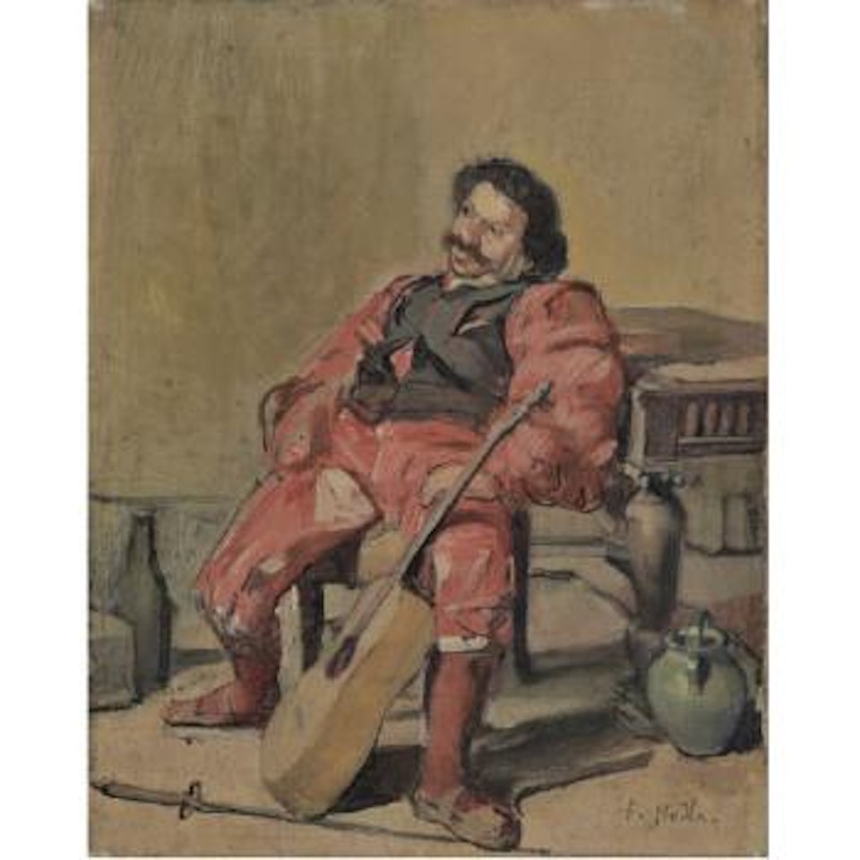 Sitzender Mann Mit Gitarre by Ferdinand Hodler