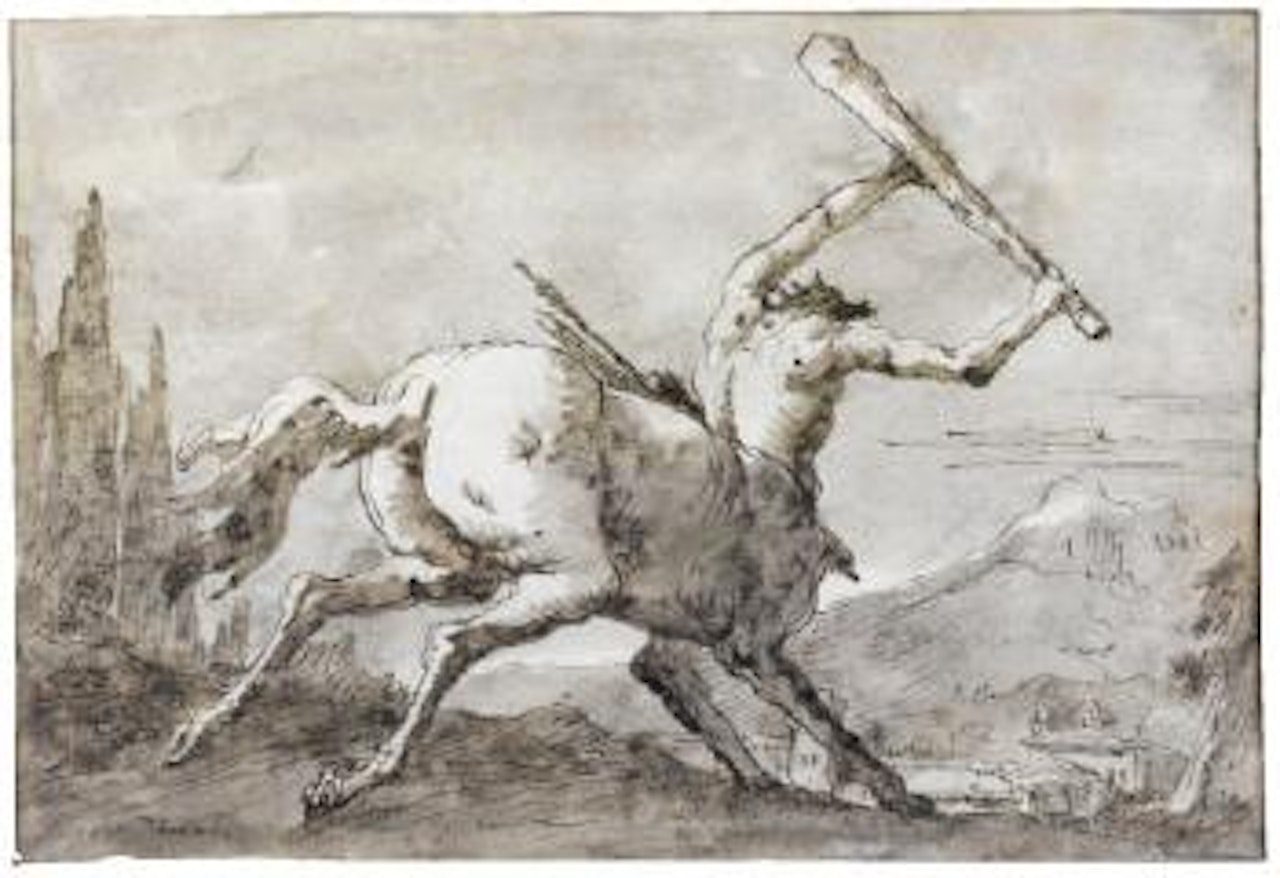 A Centaur In a Landscape Holding a Club by Giovanni Domenico Tiepolo