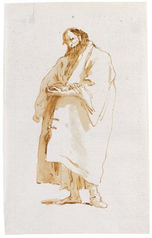 A Standing Bearded Man Wearing a Coat, Looking Left by Giovanni Battista Tiepolo