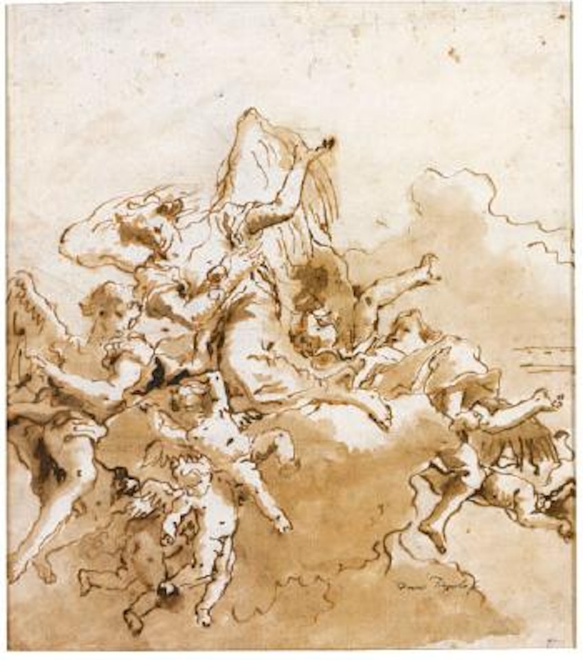 Studies Of Putti And Angels, One Holding An Incense Burner by Giovanni Domenico Tiepolo