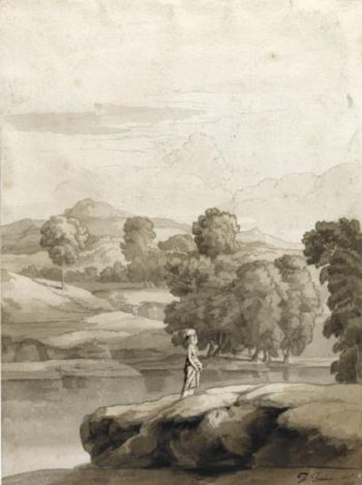 A Lady Walking Beside An Italian Lake by Francis Towne
