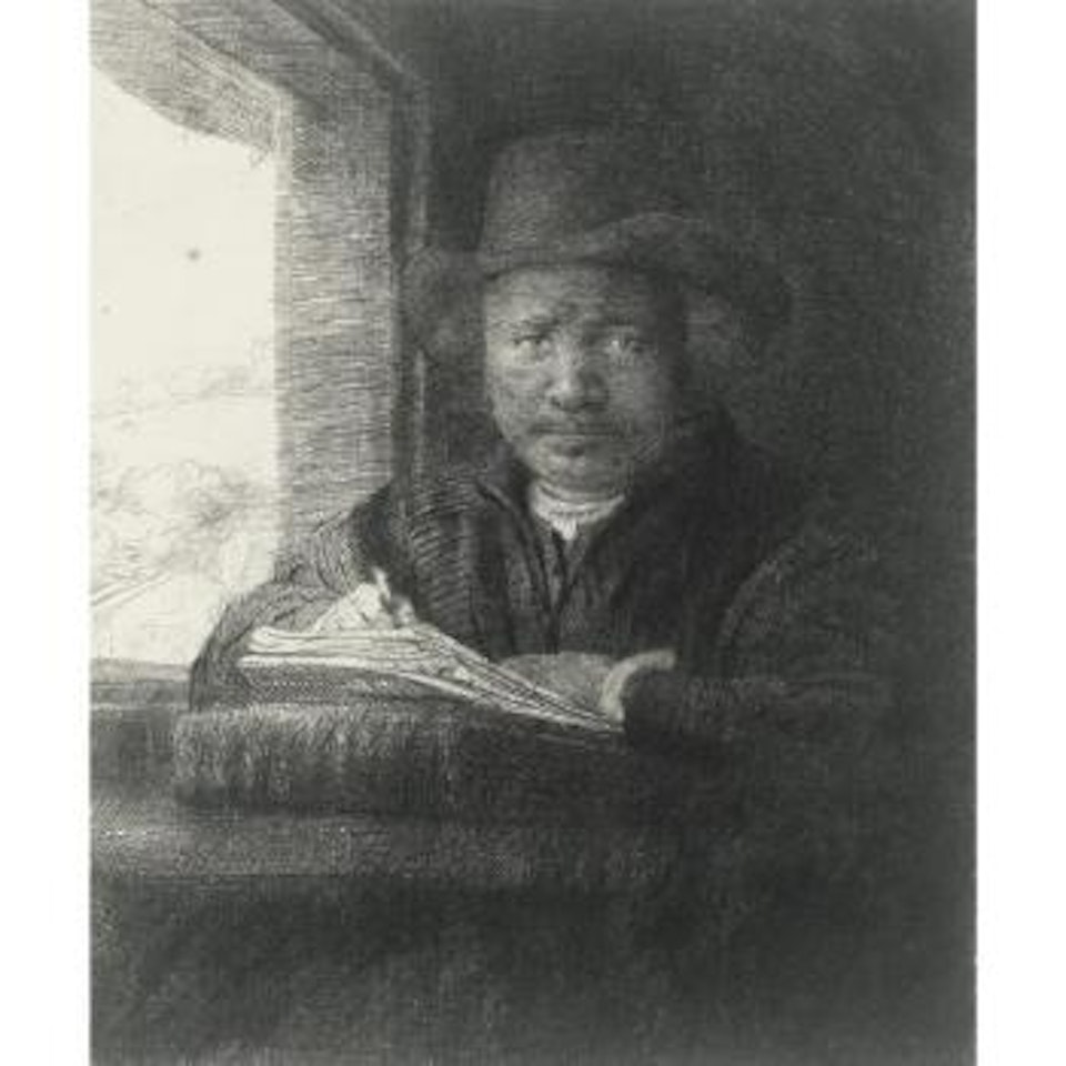 Self-portrait Drawing At a Window (B., Holl. 22; H. 229; Bb. 48-A) by Attributed to Rembrandt Harmensz van Rijn