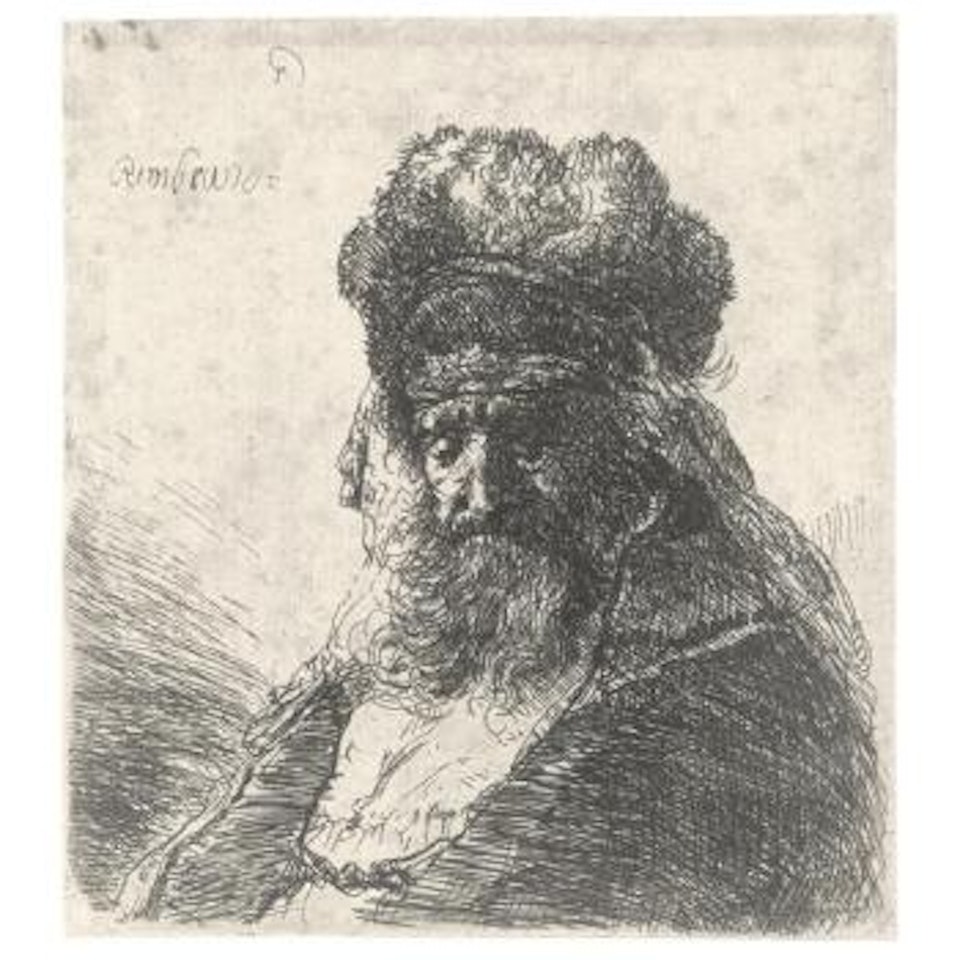 An Old Bearded Man In a Fur Cap (B., Holl. 290; H. 130; Bb. 35-3) by Attributed to Rembrandt Harmensz van Rijn
