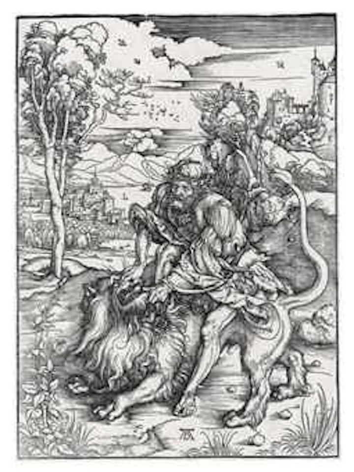 Samson rending the Lion (B. 2; M., Holl. 107; S.M.S. 127) by Albrecht Dürer