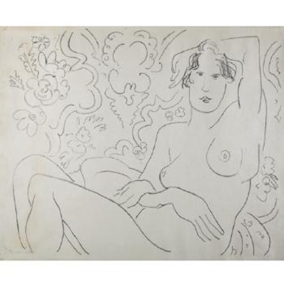Nu Assis, Bras Gauche Sur La Tête (D. 473) by Henri Matisse