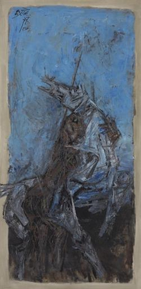 Untitled (blue horse) by M.F. Husain