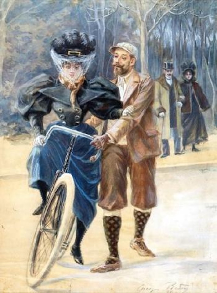 La découverte et les difficultés rencontrées pour maîtriser le vélocipède by Odilon Redon
