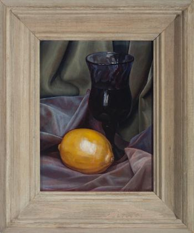 Still-life with lemon and glass of wine by Luigi Lucioni