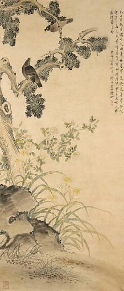 Birds and flowers by Lu Yifei